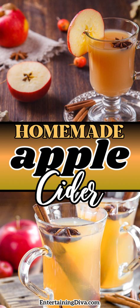 Homemade Apple Cider | Recipes How To Make Hot Apple Cider, Best Apple Cider Recipe, Apple Cider Recipe Homemade, Easy Apple Cider Recipe, Homemade Beverages, Spiced Apple Cider Recipe, Apple Cider Recipes, Hot Apple Cider Recipe, Make Apple Cider