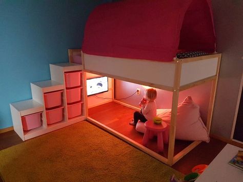 Kura Bed Hack, Trofast Ikea, Ikea Kura Bed, Kura Bed, Ikea Kura, Ikea Kids, Bunk Beds With Stairs, Bunk Bed Designs, Ikea Bedroom