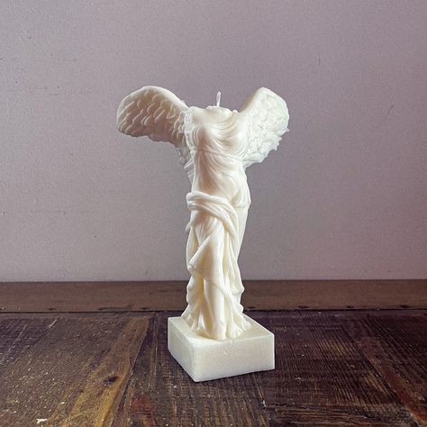 Nike Candle, Decorating With Candles, Winged Woman, The Winged Victory, Candle Sculpture, Sculpture Candle, Winged Victory Of Samothrace, Cotswolds Cottage, Winged Victory