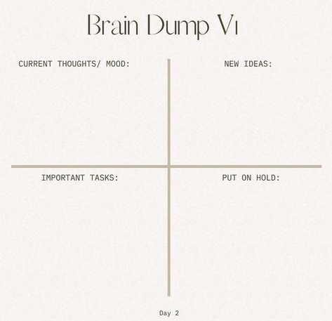 Self Improvement Journal Template, Wellness Toolbox Ideas, Brain Dump Journal Prompts, Manifestation Journal Template, Brain Dump Template, Journal Questions, Understanding Emotions, Healing Journaling, Daily Journal Prompts