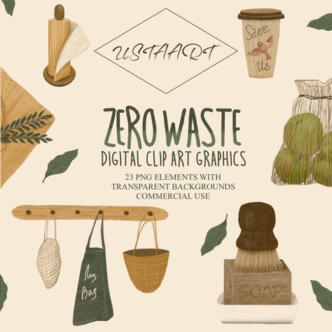 Png Elements, Zero Waste Living, Zero Waste Lifestyle, Creative Designs, Sustainable Living, Digital Clip Art, School Projects, Zero Waste, 12 12