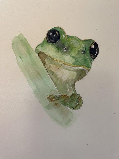 Tree Frog Watercolor, Frog Watercolor, Watercolor Beginner, Green Animals, Loose Watercolor, Frog And Toad, Tree Frogs, Birds Painting, Toad