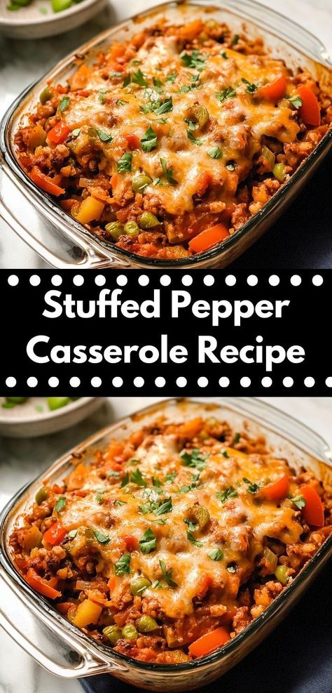 Need a satisfying dinner recipe? This Stuffed Pepper Casserole is not only easy to make but also bursting with flavor, making it a fantastic option for busy families seeking delicious meal ideas. Ground Beef And Peppers Recipe Dinners, Italian Style Stuffed Peppers, Cooking With Peppers, All American Meals, Leftover Stuffed Pepper Filling, Stuffed Pepper Casserole Crockpot, Stuffed Pepper Casserole Recipe, Inside Out Stuffed Peppers, Crockpot Stuffed Pepper Casserole