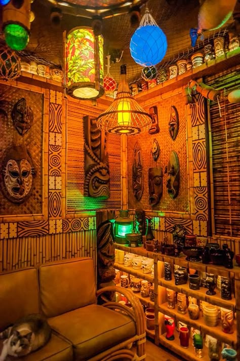 Home Tiki Bar Spotlight #18 The Desert Oasis Room Corona, CA - Tiki with Ray Oasis Room, Outdoor Tiki Bar, Bar In Casa, Tiki Decor, Tiki Bar Decor, Tiki Lounge, Enchanted Tiki Room, Tiki Art, Bar Inspiration