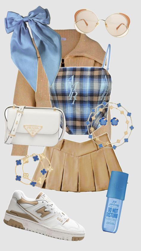 Outfit Inspo! #outfitinspo #outfit #outfitideas #style #fashion #fashioninspo #preppy #preppyaesthetic #school #schoolfit #y2k #cute #girly #soft #spring #summer #beige #blue #trendy #fyp Preppy Outfits Aesthetic Y2k, Soft Spring, Y2k Cute, Clueless Outfits, Looks Street Style, Easy Trendy Outfits, Fashion Inspiration Design, Cute Everyday Outfits, Looks Chic