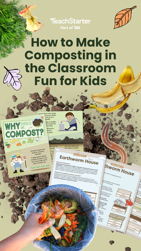 Are you curious how to make composting in the classroom fun and accessible for your students? Not to worry! We’re about to make the whole process extra easy for you. Whether you’re teaching about decomposition, sustainability, or a host of other topics, setting up a classroom compost bin for the kids in your class is a prime hands-on learning experience that’s good for the planet. Compost Activities For Kids, School Compost Project, Start A Compost Bin, What Can Be Composted, Butterfly Facts For Kids, How To Start A Compost Pile, Sloth Facts, Setting Up A Classroom, Why Compost