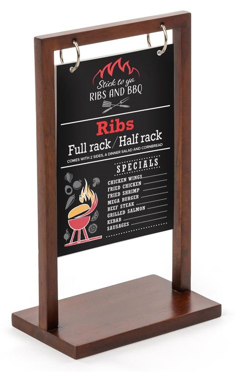 5” x 7” Wooden Frame with Double-Sided Custom UV Printed Sign – Deep Brown Bar Specials, Menu Board Diy, Menu Display, Menu Stand, Restaurant Specials, Ice Bars, Menu Boards, Restaurant Menu Design, Menu Board