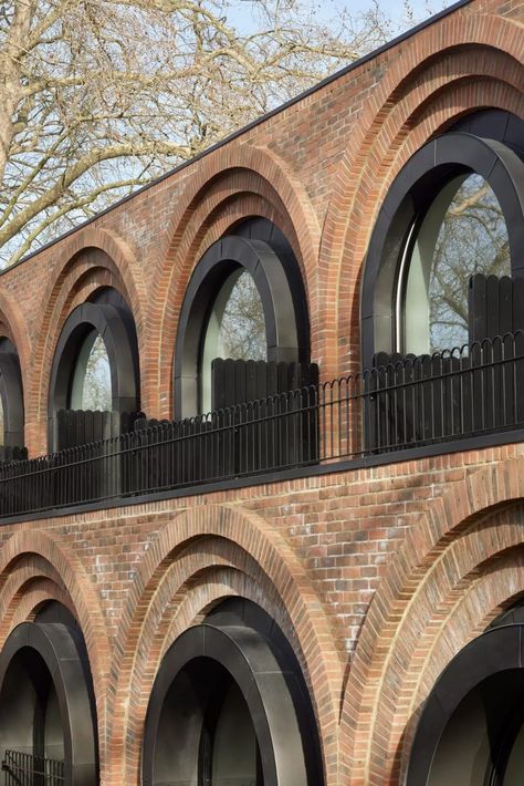 Monumental brick arches outline London houses by The DHaus Company Tower Facade, Arch Building, Georgian Terrace, 2022 Picture, London Houses, Brick Arch, Arch Architecture, British Architecture, London Townhouse