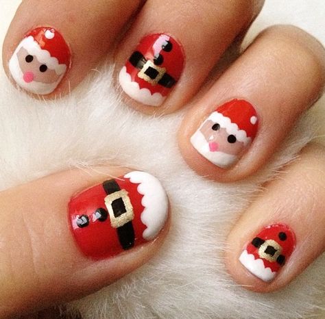 Christmas Nail For Kids, Santa Claus Nail Design, Kids Christmas Nails Designs, Kid Christmas Nails Designs, Xmas Nails For Kids, Kids Nail Designs Christmas, Christmas Kids Nails, Kid’s Christmas Nails, Christmas Nail Ideas For Kids