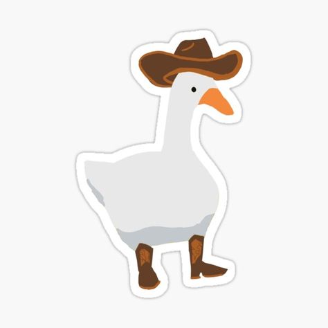 Rome Scrapbook, Goose Doodle, Cowboy Animals, Cowboy Stickers, Cowboy Hat Sticker, Cowboy Hat Drawing, Goose Drawing, Duck Stickers, Goose Tattoo