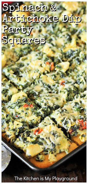 Party Squares, Crescent Roll Appetizers, Dip Party, Crescent Roll Crust, Spinach And Artichoke Dip, Artichoke Recipes, Crescent Roll Recipes, Best Appetizer Recipes, Appetizers Easy Finger Food