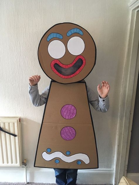 book week costume gingerbread man homemade Gingerbread From Shrek Costume, Diy Gingerbread Costume, Gingerbread Costume Diy, Diy Gingerbread Man Costume, Chrissy Costume, Shrek Character Costumes Diy, Gingerbread Man Halloween Costume, Disguise A Gingerbread Man, Shrek Cosplay