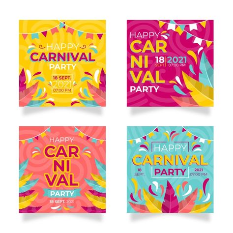 Carnival Posters Design, Carnaval Post, Post Carnaval, Post Layout, Print Design Template, Carnival Posters, Carnival Themed Party, Electro Music, Design Grafico