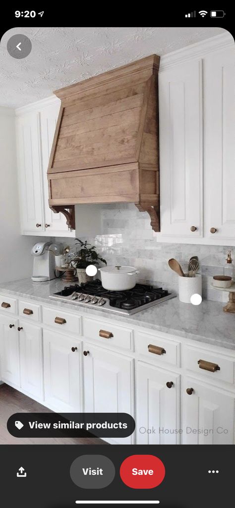 Kitchen With Wood Hood Over Stove, Farmhouse Stove Hood Ideas, Stove Top Hood Ideas, Wooden Hood Vents Kitchen, Wooden Oven Hood, Wooden Hoods Over Stove, Wooden Kitchen Hood, Wooden Stove Hood, Farmhouse Hood Vents Kitchen