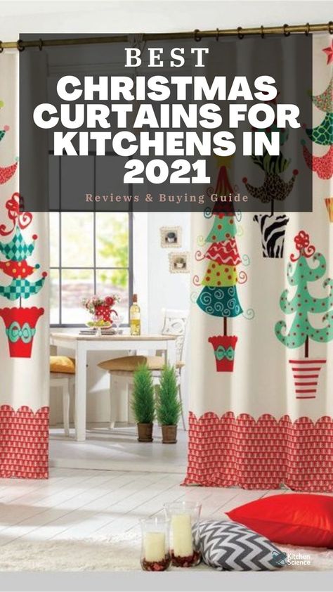 Christmas is the best time to decorate your home with festive lights, ornaments, and other Christmas decorations. Aside from putting up a tree, one of the best ways to make your house feel like it's been taken over by Christmas magic is getting some beautiful curtains for your kitchen. Here are the 15 best Christmas curtains for kitchens that you can consider buying this holiday season! Christmas Curtains Kitchen, Christmas Living Room Curtains, Lights Over Kitchen Sink, Over Kitchen Sink, Colored Christmas Lights, Christmas Curtains, Kitchen Science, Christmas Living Rooms, Beautiful Curtains