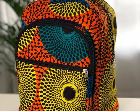 African print backpack / Ankara print traveling bag Ankara Backpack, African Print Bags, Traveling Bag, African Bag, Braiding Styles, Ankara Designs, African Print Clothing, Printed Flip Flops, African Children