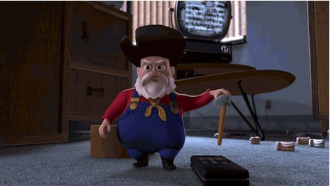 Pin for Later: Toy Story GIFs That Make You Feel All the Feelings When Stinky Pete gets superevil and scary. Stinky Pete, The Satanic Bible, Disney Quiz, Toy Story Movie, Are You Not Entertained, Toy Barn, Toy Story Party, Bad Guys, Tom Hanks