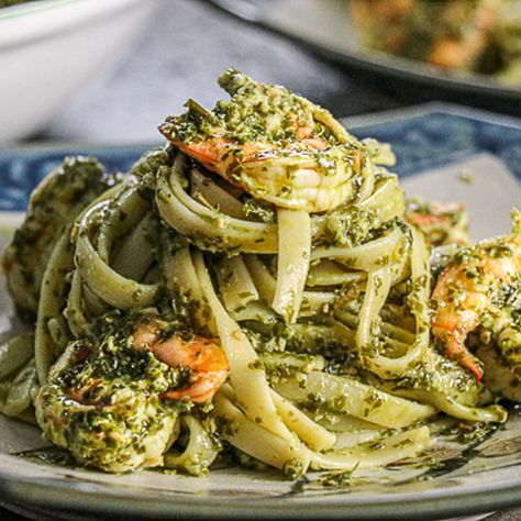 Pesto Pasta and Lemon Shrimp