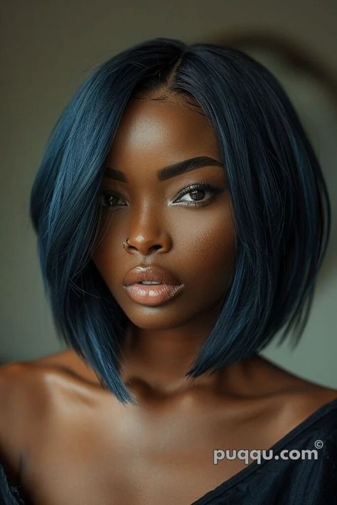 Black Bobs On Black Women, Professional Hairstyles For Black Women, Medium Length Black Hairstyles, Bob For Round Face, Black Women Bob Hairstyles, Dark Hair Bobs, Women Bob Hairstyles, Natural Hair Bob Cut, Weave Bob Hairstyles