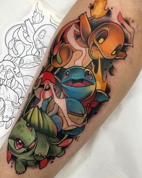 Pokeball Tattoo, Charmander Tattoo, Charizard Tattoo, Gengar Tattoo, Pokemon Sleeves, Pokemon Tattoos, Tiger Tattoo Sleeve, Mangas Tattoo, Nerd Tattoo