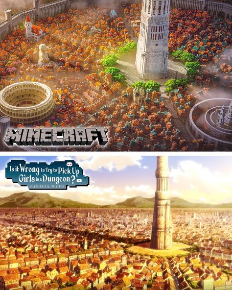 Minecraft vs. Danmachi. How did we do recreating this enormous city? —— Follow: @varunallc Follow: @varunallc Follow: @varunallc —— Map by: Varuna Studios —— © Copyright VarunaLLC. —— #architecture #creativemode #customminecraft #design #digital #digitalarchitecture #minecraft #minecraftaddon #minecraftarchitects #minecraftarchitecture #minecraftbuild #minecraftbuildideas #minecraftbuildingideas #minecraftbuildingtutorial #minecraftbuildteam #minecraftcastle #minecraftcity #minecraftdesign... Minecraft City Map, Fantasy Minecraft, Anime Minecraft, Build Minecraft, Costume Viking, Danmachi Anime, Abandoned Church, Minecraft Castle, Minecraft Anime