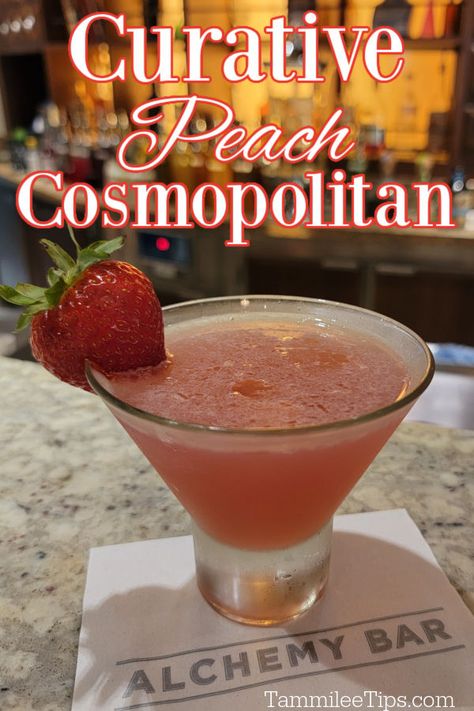 Make an epic Carnival Cruise Alchemy Bar Curative Peach Cosmopolitan at home with this easy recipe! Tastes amazing. Peach Cosmopolitan Recipe, Peach Cosmo, Cosmopolitan Drink Recipe, Kiss On The Lips, Crockpot Dessert, Cosmopolitan Drink, Cosmopolitan Recipe, Mango Daiquiri, Absolut Citron