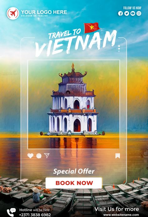 Travel Advertising Design, Travel Brochure Design, Poster Promotion, Tourism Design, Vietnamese Culture, Vietnam Hanoi, Travel Creative, Travel Advertising, Travel Poster Design