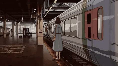 Moving Train, Japon Illustration, Anime Gifs, Brooklyn Baby, Unique Experiences, Old Anime, 90s Anime, Aesthetic Gif, Anime Scenery Wallpaper