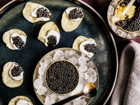 5 Myths About Eating Caviar—and How to Unlearn Them | Food & Wine Fancy Spoon, How To Serve Caviar, Caviar Appetizers, Caviar Recipes, Prepared Food, Wine And Dine, Bellini, Fish And Seafood, Serving Dishes