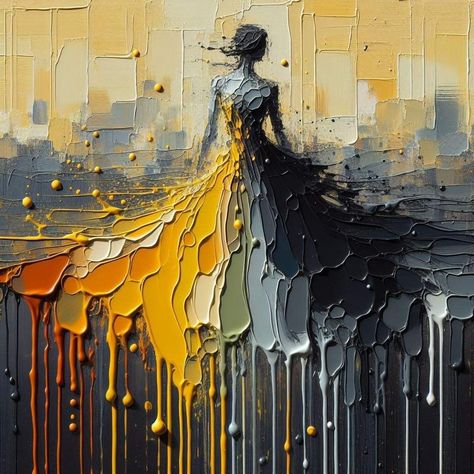 Spatula Painting Acrylics, Thick Paint On Canvas, Spatula Art, Street Art Ideas, Ballerina Art Paintings, Painting Sunrise, Urban Intervention, Drip Art, Acrylic Art Projects