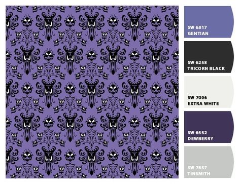 Paint colors from Chip It! by Sherwin-Williams #haunted mansion #disneyland Haunted Mansion Library, Haunted Mansion Hallway, Haunted Mansion Room Ideas, Haunted Mansion Color Palette, Haunted Mansion Bathroom, Haunted Mansion Room, Mansion Bathrooms, Mansion Bathroom, Doom Buggy