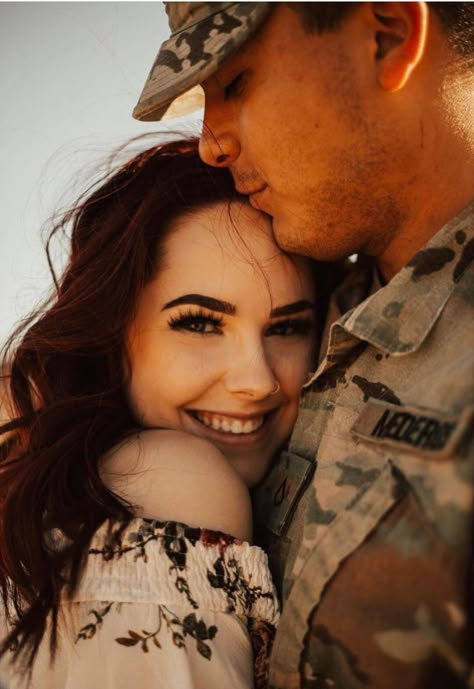 Army Couple Pictures Romantic, Marine Girlfriend Pictures, Army Couple Photography, Military Couple Pictures, Military Couple Photography, Military Couples Photos, Military Engagement Photos, Soldier Love, Army Wedding