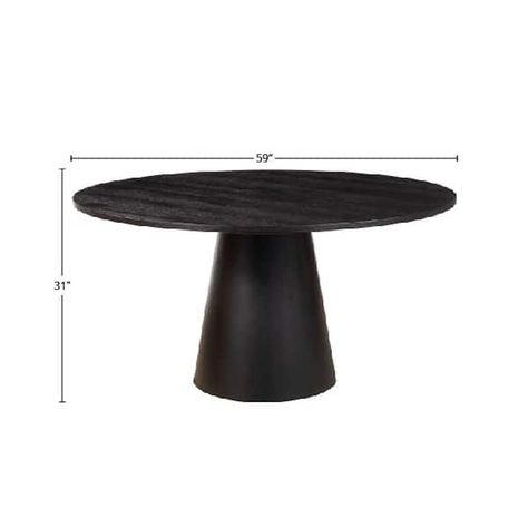 Alpine Furniture Cove 59" Round Dining Table, Vintage Black - On Sale - Bed Bath & Beyond - 37253032 Round Wooden Dining Table Black, Round Black Dining Table, Black Wood Dining Table, Dining Table Vintage, Black Bed, Circular Table, Kitchen Tables, Nursery Furniture Sets, Dining Table Black