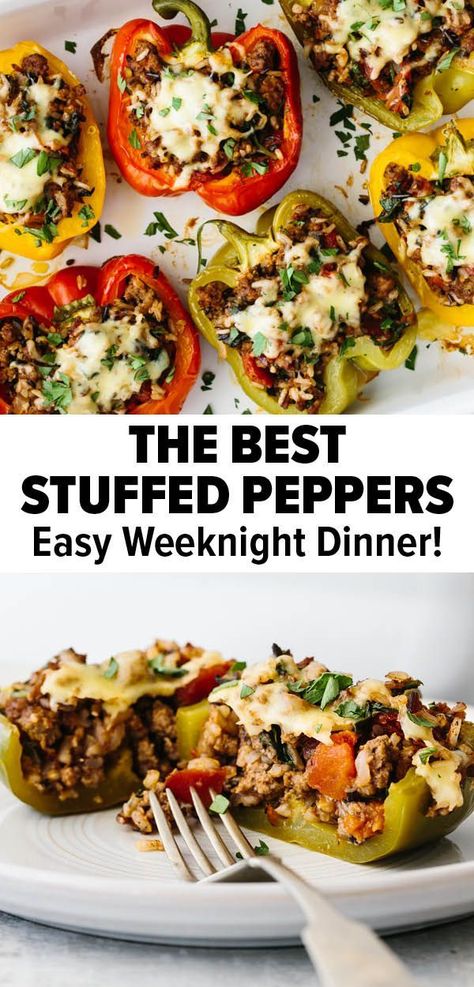 Best Stuffed Peppers, Pepper Recipes Healthy, Easy Stuffed Peppers, Pepper Recipes, Healthy Dinner Recipe, Easy Weeknight Dinner, Ground Beef Recipes For Dinner, Health Dinner Recipes, Peppers Recipes