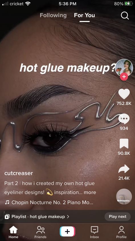 Hot Glue Eyeliner, Hot Glue Makeup Looks, Edm Festival Makeup, Hot Glue Makeup, Eyeliner Designs, Metallic Makeup, Silver Makeup, Face Art Makeup, Art Makeup