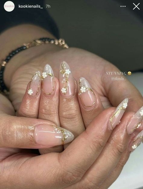 Graduation Nail Designs, White Nails With Gold, Long Almond Nails, Velvet Nails, Graduation Nails, Mermaid Nails, Fall Acrylic Nails, Pearl Nails, Elegant Nails