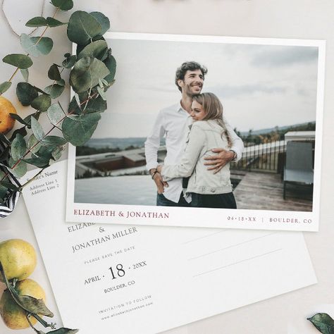 Simple Stylish Modern Photo Wedding Save the Date Invitation Postcard Wedding Thank You Postcards, Wedding Postcard, Date Invitation, Photo Gold, Thank You Postcards, Postcard Template, Simple Invitation, Save The Date Templates, Save The Date Postcards