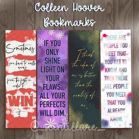 Colleen Hoover Book Marks, Verity Bookmark, Regretting You, Regretting You Colleen Hoover, Colleen Hoover Bookmarks, Bookmarks Booktok, Bookmarks Stickers, Bookstagram Photos, Hoover Books