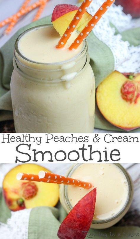 Peaches And Cream Smoothie, Easy Summer Breakfast, Almond Milk Smoothie Recipes, Peach Smoothie Recipes, Weight Watcher Desserts, Dairy Free Smoothies, Peach Smoothie, Smoothies With Almond Milk, Summer Breakfast