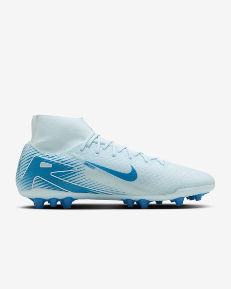 Nike Mercurial Superfly 10 Academy AG High-Top Soccer Cleats. Nike.com Cute Cleats Soccer, Cool Soccer Cleats, White Nike Soccer Cleats, Green Soccer Cleats, Womens Soccer Cleats, Nike Soccer Cleats, Soccer Cleats Nike Mercurial, Soccer Cleats Nike Mercurial Superfly, Indoor Soccer Shoes