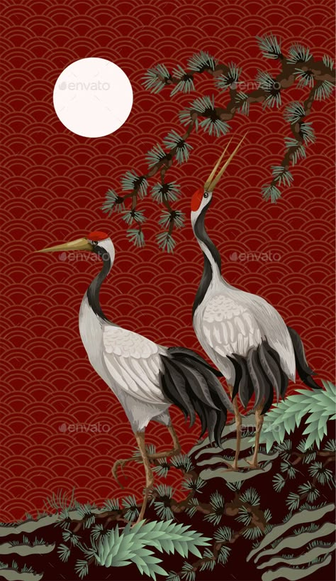 Chinese Motifs, Japanese Bird, Eagle Art, Collage Techniques, Asian Painting, Chinoiserie Style, Art Painting Gallery, Aesthetic Japan, Folding Screen