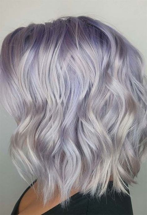 Silver Purple Hair, Hair Color Silver, Grey Hair Color Silver, Grey Nail, Light Purple Hair, Grey Nail Designs, Silver Blonde Hair, Makeup Tip, Purple Highlights