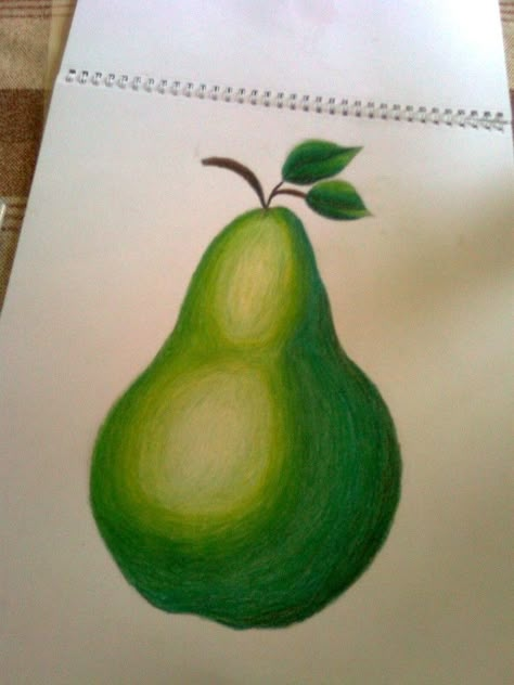 Pear Pencil Drawing, Pear Drawing Pencil, Fruit Drawings, Pear Drawing, Pear Painting, Colored Pencil Artwork Ideas, Male Character Design, Fruit Sketch, Fruit Drawing