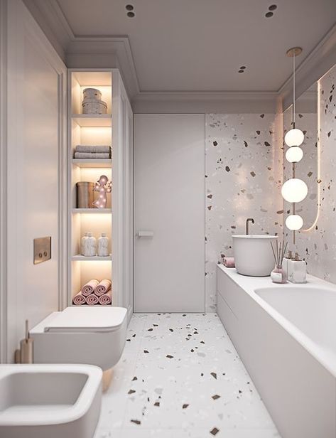 Kids Bathroom Design, Terrazzo Bathroom, Girl Bathrooms, Childrens Bathroom, Baby Bathroom, Bathroom Organization Diy, Bad Inspiration, Toilet Design, Girls Bathroom