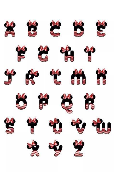 Disney Numbers, Minnie Mouse Printables, Minnie Mouse Birthday Decorations, Disney Alphabet, Mouse Crafts, Birthday Disney, Hand Lettering Art, Minnie Mouse Birthday Party, Hand Lettering Alphabet