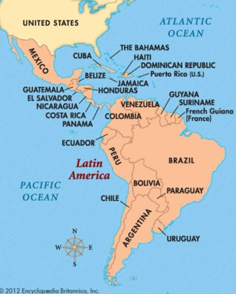 Map of Latin America, Central America: Cuba, Costa Rica, Dominican Republic, Mexico, Guatemala, Belize, Panama,  Haiti, Jamaica, El Salvador, Honduras, Nicaragua. South America: Colombia, Brazil, Venezuela, Peru, Argentina, Uruguay, Paraguay, French Guiana, Bolivia, Ecuador, Suriname, Guyana. Central And South America Map, Map Of Latin America, North And South America Map, Map Of Central America, Latin America Map, Central America Map, Haiti And Dominican Republic, South America Map, Latin America Travel