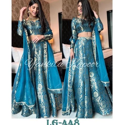 Indian Reception Dress, Indian Skirt And Top, Saree Net, Ethnic Wear Women, Lehenga Choli Designer, Brocade Lehenga, Fancy Lehenga, Ghaghra Choli, Saree Organza