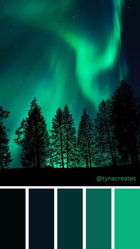 Aurora Tattoo, Spare Room Design, Green Aesthetic Tumblr, Paint Color Combos, Polar Lights, Colors Aesthetic, Prismacolor Art, Hex Color Palette, Color Schemes Colour Palettes