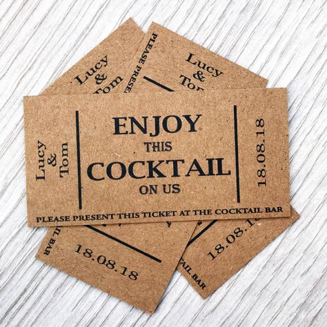 Excited to share this item from my #etsy shop: Wedding Cocktail Drink Tokens personalised tickets Qty 50 - Brown Kraft Coupon - Party Bar - Card Vintage Custom Chic Rustic Voucher Beer Pub Ideas Bar, Wedding Drink Tickets, Wedding Party Songs, Drink Ticket, Bar Card, Cocktail Drink, Party Bar, Party Bars, Wedding Cocktail