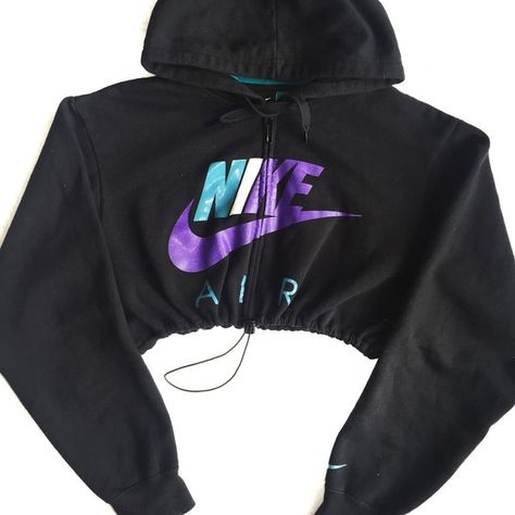 Hoodie Gang, Jackets Nike, Zip Up Crop Top, Reworked Nike, Nike Crop Top, Sweatshirt Nike, Nike Top, Tops Nike, Jackets Black